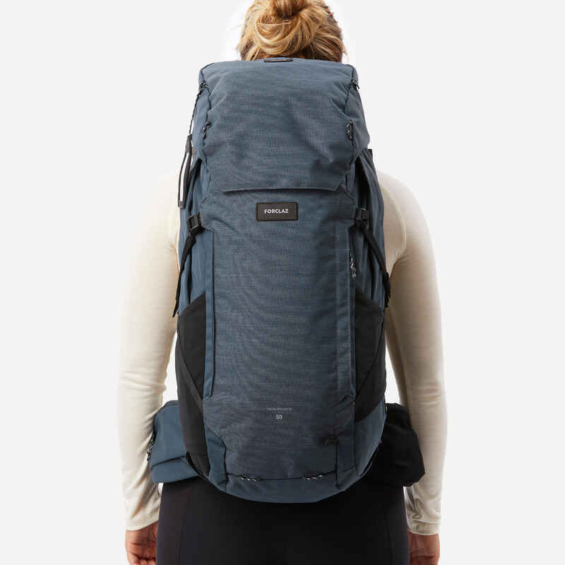 Women’s trekking backpack travel 900 50+6 l rucksack with suitcase opening
