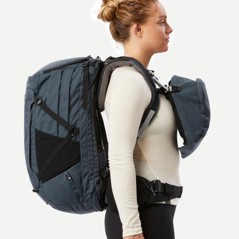 Női túrahátizsák utazáshoz, bőrönd típusú nyílással, 50+6 literes - Travel 900