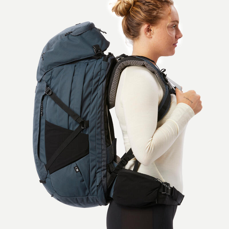 Női túrahátizsák utazáshoz, bőrönd típusú nyílással, 50+6 literes - Travel 900