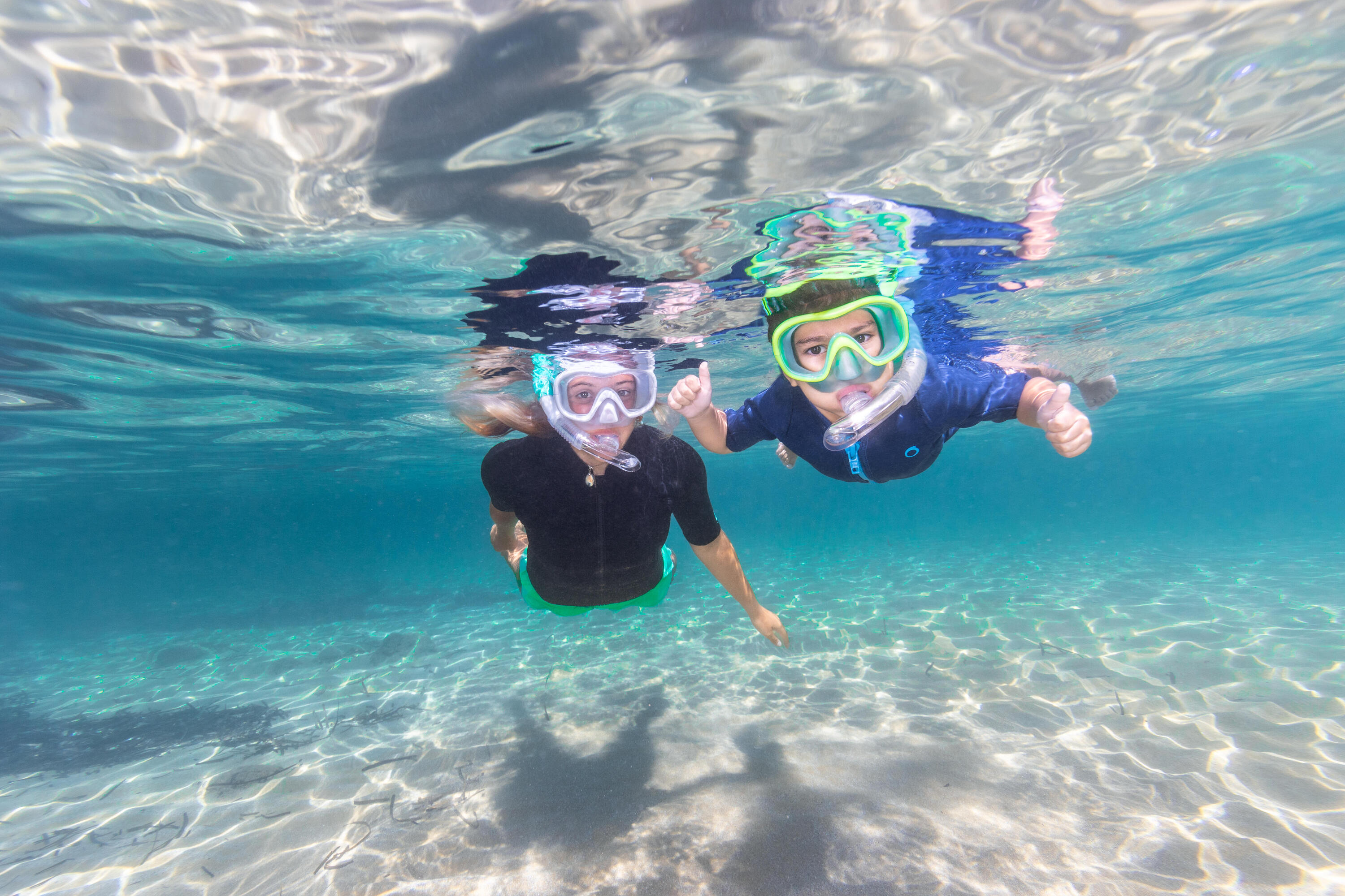 Kit plongée masque et tuba snorkeling 100 valve enfant vert fluo 12/13