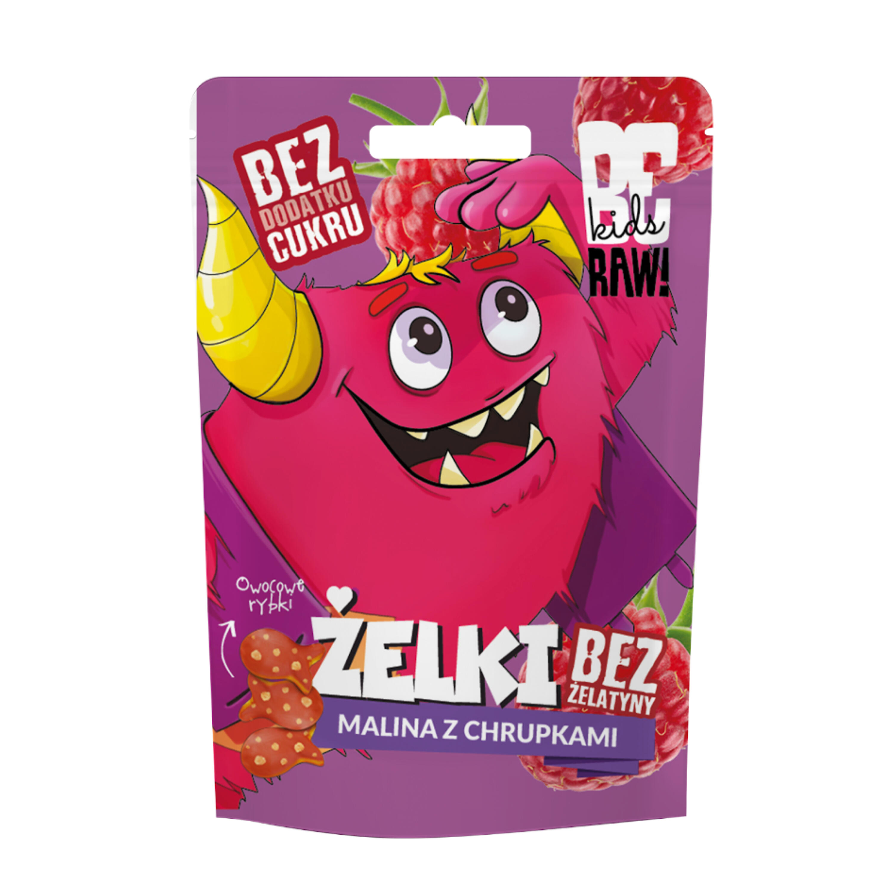 BeRAW kids żelki Malina z chrupkami 35g 1/2