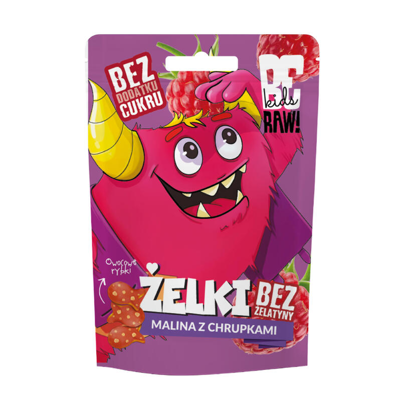 BeRAW kids żelki Malina z chrupkami 35g