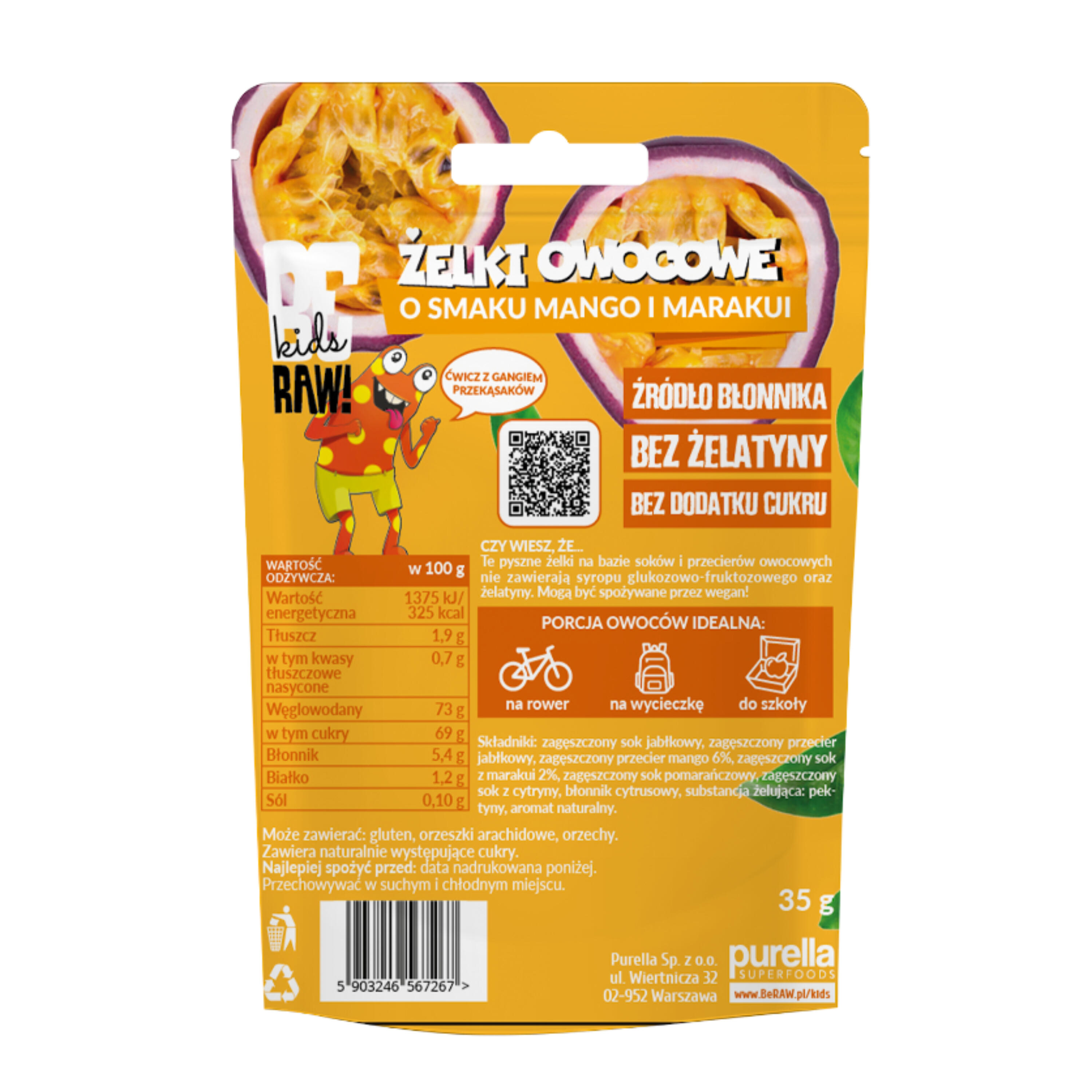 BeRAW kids żelki mango-marakuja 35g 2/2