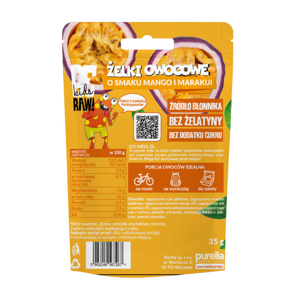 BeRAW kids żelki mango-marakuja 35g