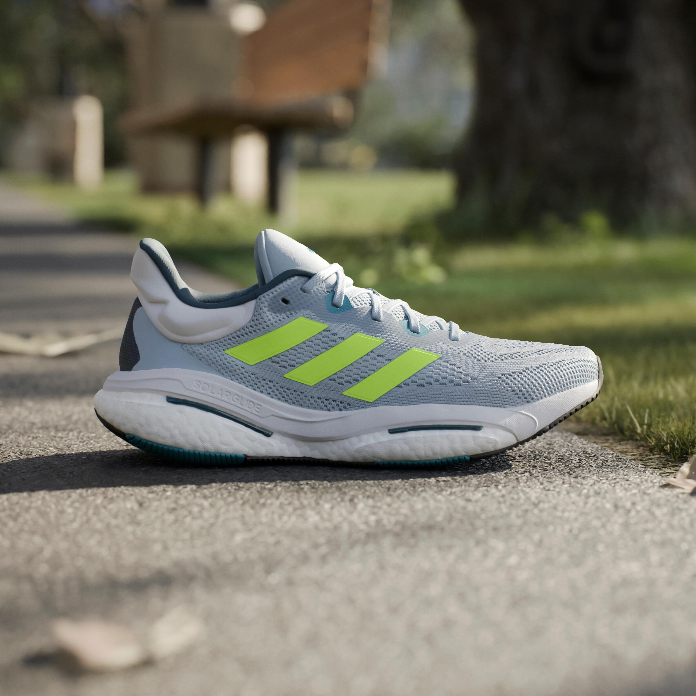 MEN'S ADIDAS SOLAR GLIDE 6 RUNNING SHOES - GREY YELLOW 12/14