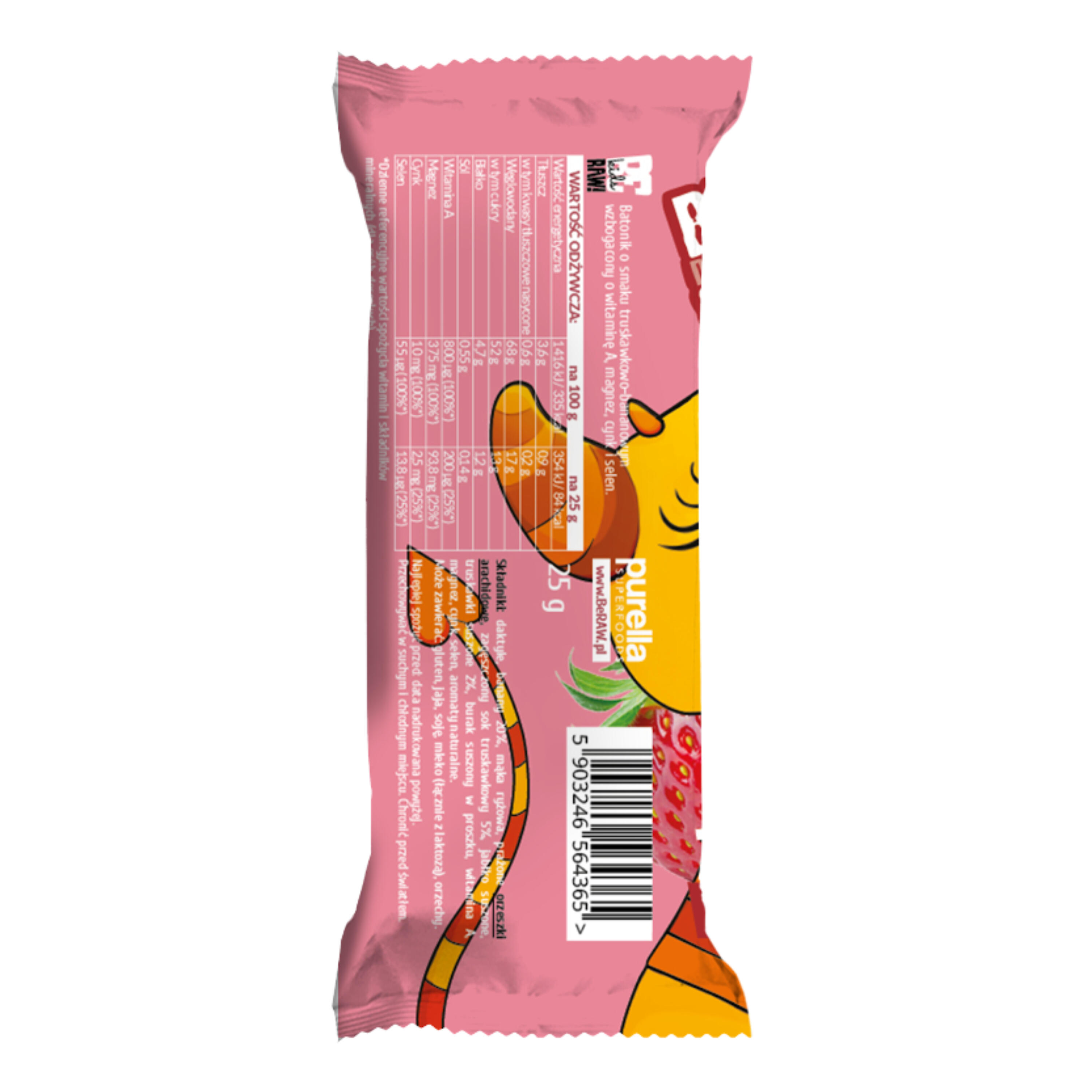 BeRAW kids batonik truskawka-banan 25g 3/3