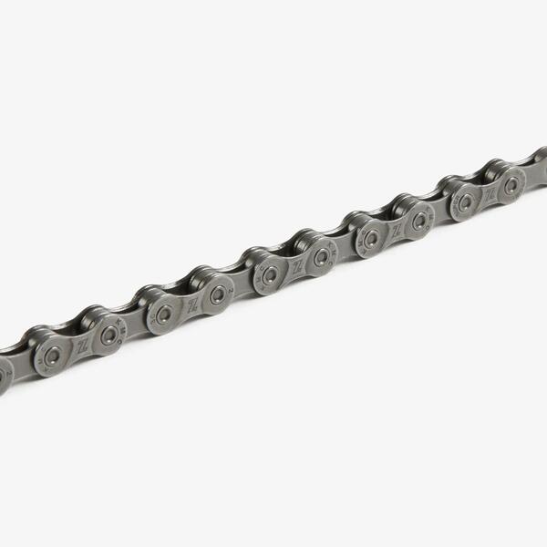 Silver nine-speed bike chain