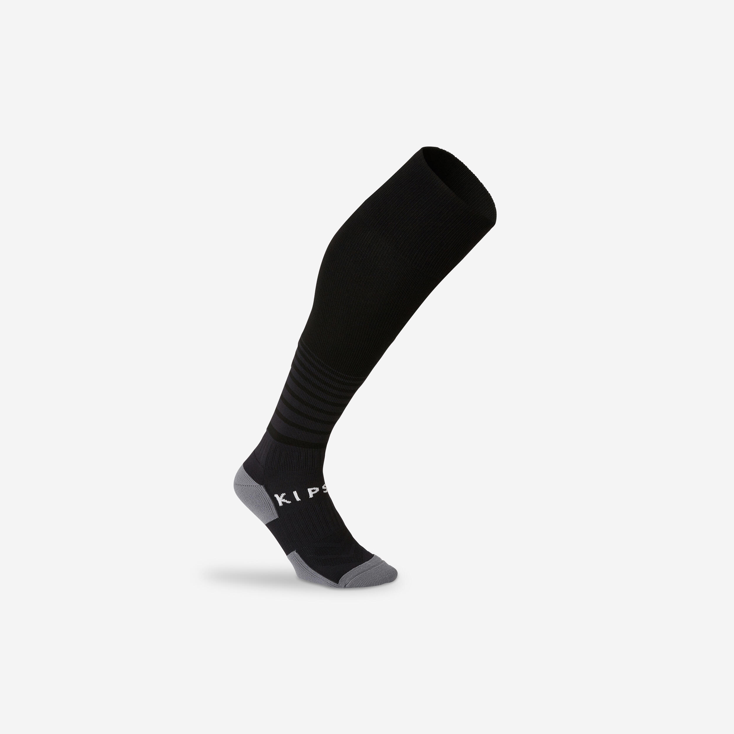 Chaussettes de football rayée F500 noire - Enfants - KIPSTA