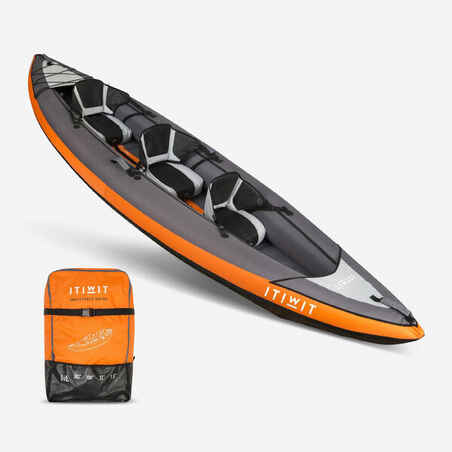 Kayak inflable de travesía 3 puestos Itiwit naranja