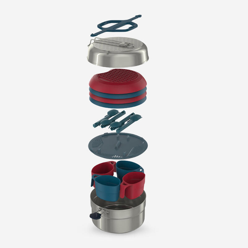 Set de gătit 500 camping din inox + antiaderent - 4 persoane - 25 elemente