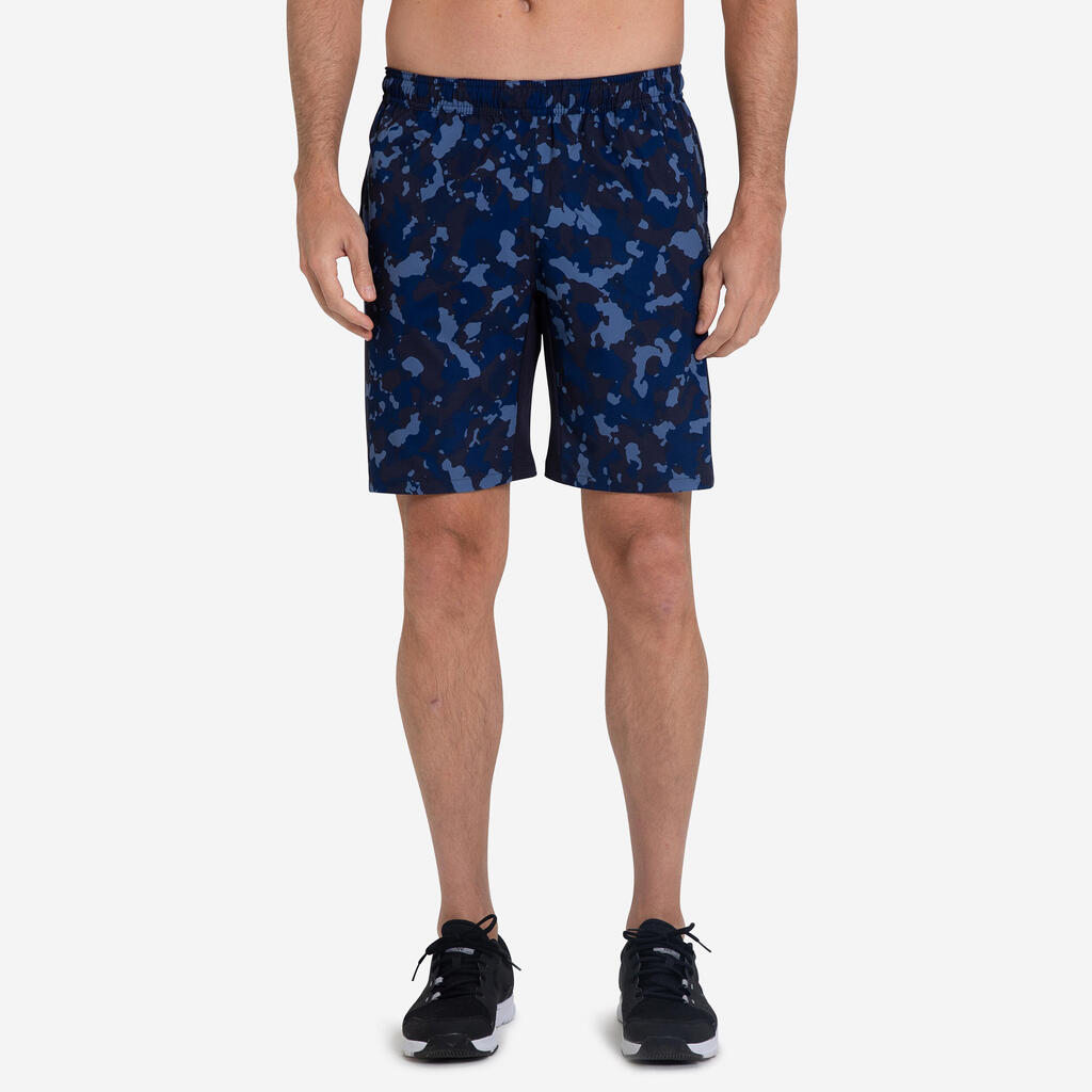 Prozračne kratke hlače za fitness s džepnim patentnim zatvaračem muške plave