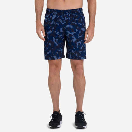 Pantaloneta de fitness con bolsillos para Hombre Domyos 120 azul oscuro