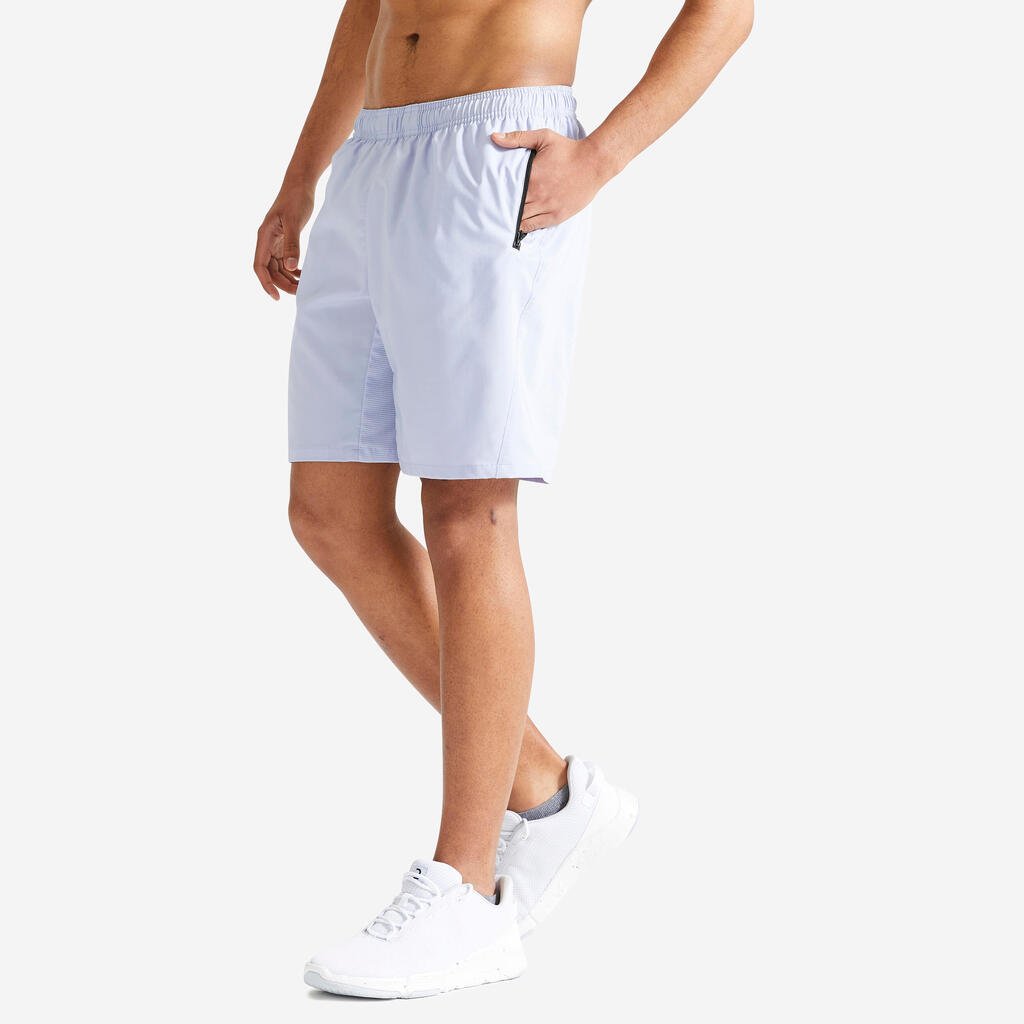Short de fitness transpirable con bolsillos y cierre lila Essential 120