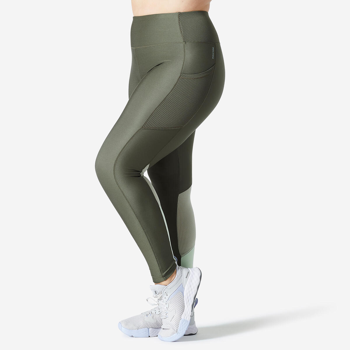 Legging fitness avec poche téléphone femme, vert kaki et vert sauge