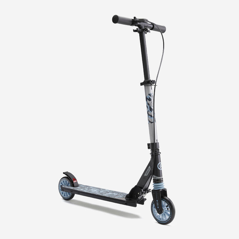 TROTINETE COM SUSPENSÃO E TRAVÃO NO GUIADOR CRIANÇA MID5 CINZENTO/AZUL