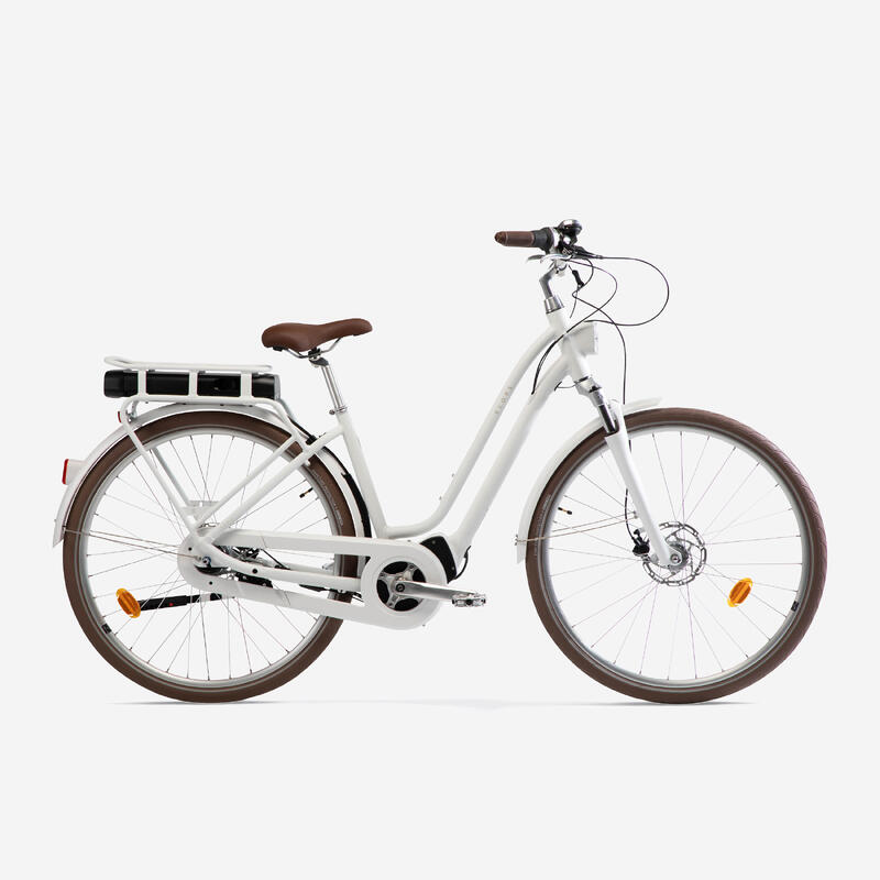 Bicicletă de oraș electrică Elops 920E Connect cadru jos Alb 