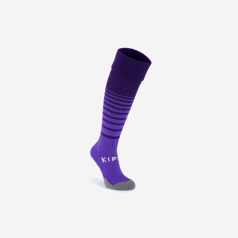 Chaussettes de football enfant VIRALTO CLUB JR rayées violet