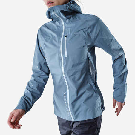 Modra ženska vodoodporna pohodniška jakna FH500