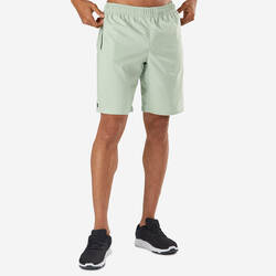Celana Pendek Fitness Essential Berpori Pria dengan Saku Ritsleting - Hijau