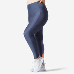 Legging Fitness kardio Wanita dengan Saku Ponsel - Abu-abu/Jingga