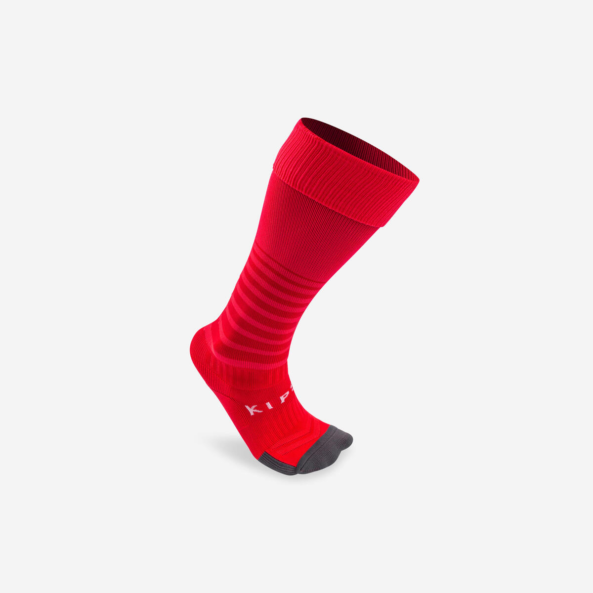 Chaussettes de football rayée enfant f500 rose fluo