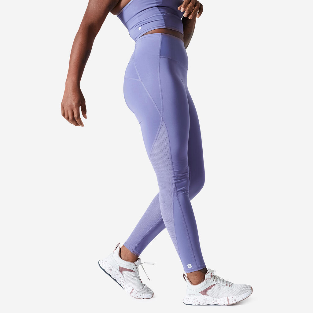 Sportleggings Damen mit hohem Taillenbund figurformend - bunt