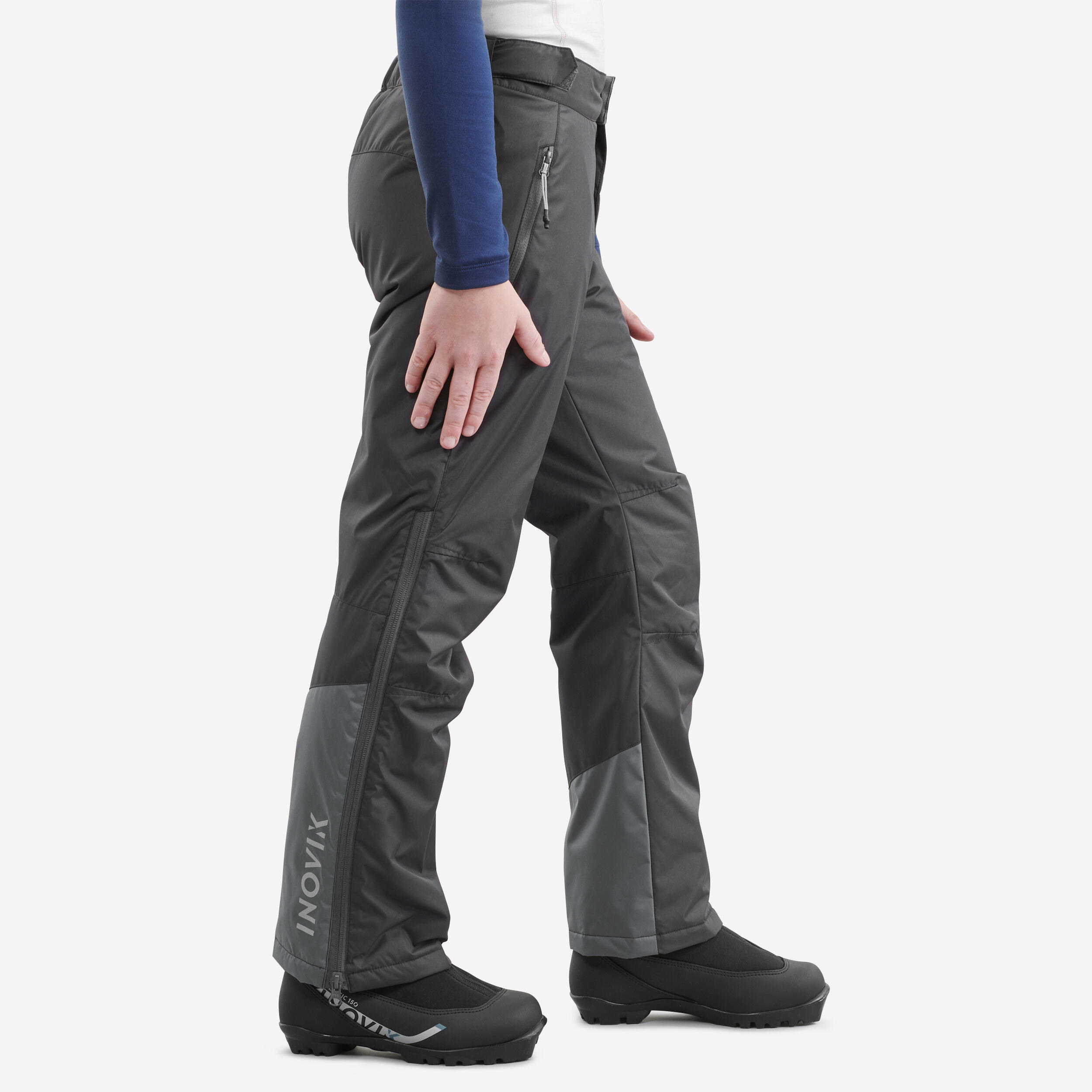 Pantalon chaud de ski de fond gris XC S PANT 100 enfant INOVIK Decathlon