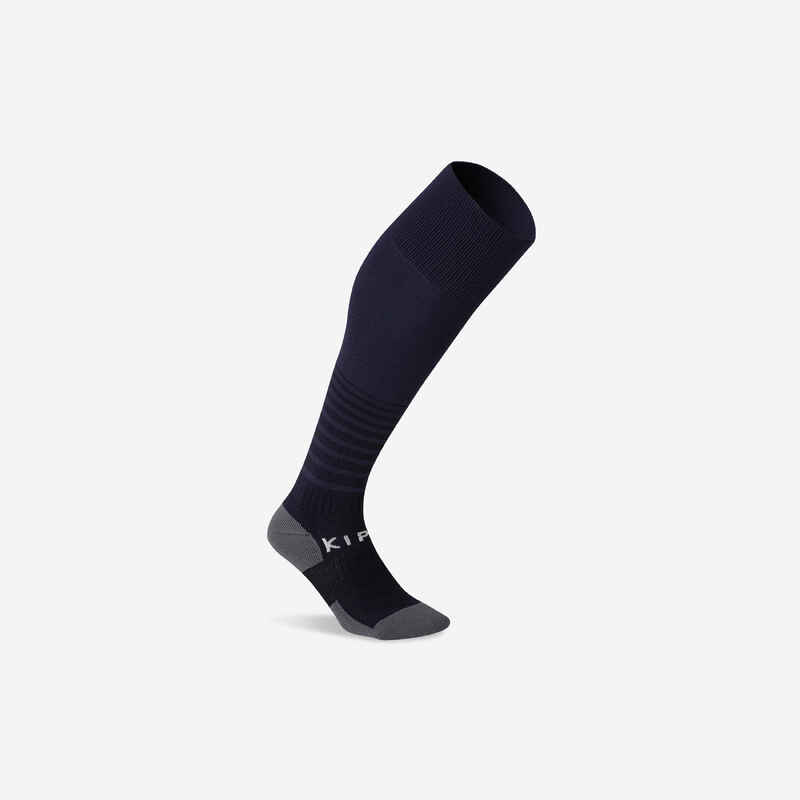 Kids' Football Socks F500 - Navy with Stripes