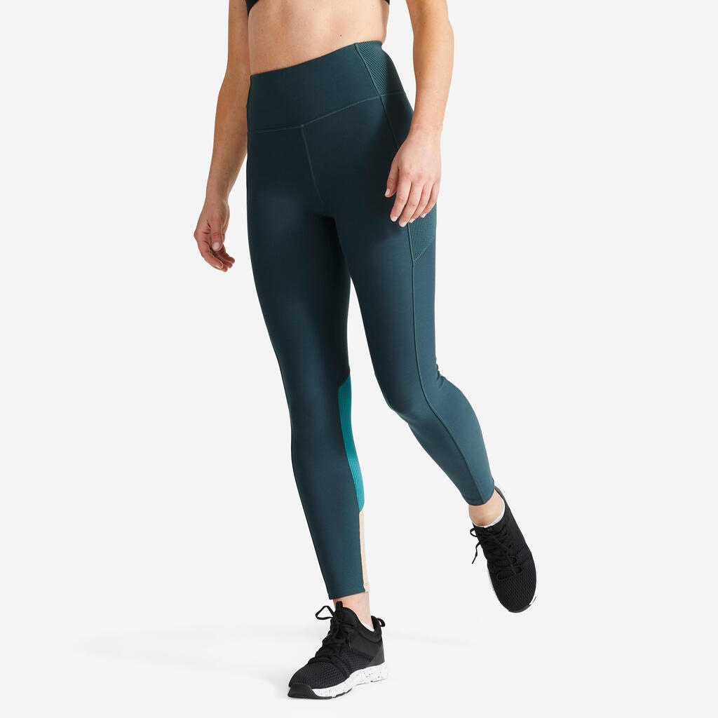 Women's High-Waisted Leggings with Phone Pocket - Blue Grey