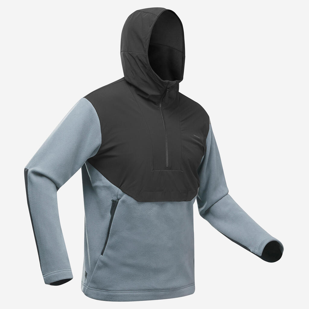 МЪЖКИ ПОЛАР С КАЧУЛКА ЗА ПРЕХОДИ MH500 HOODY, СИВ