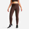 Leggings mit hohem Taillenbund Fitness Cardio Damen - braun