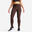 Legging taille haute gainant Fitness Cardio Femme Marron