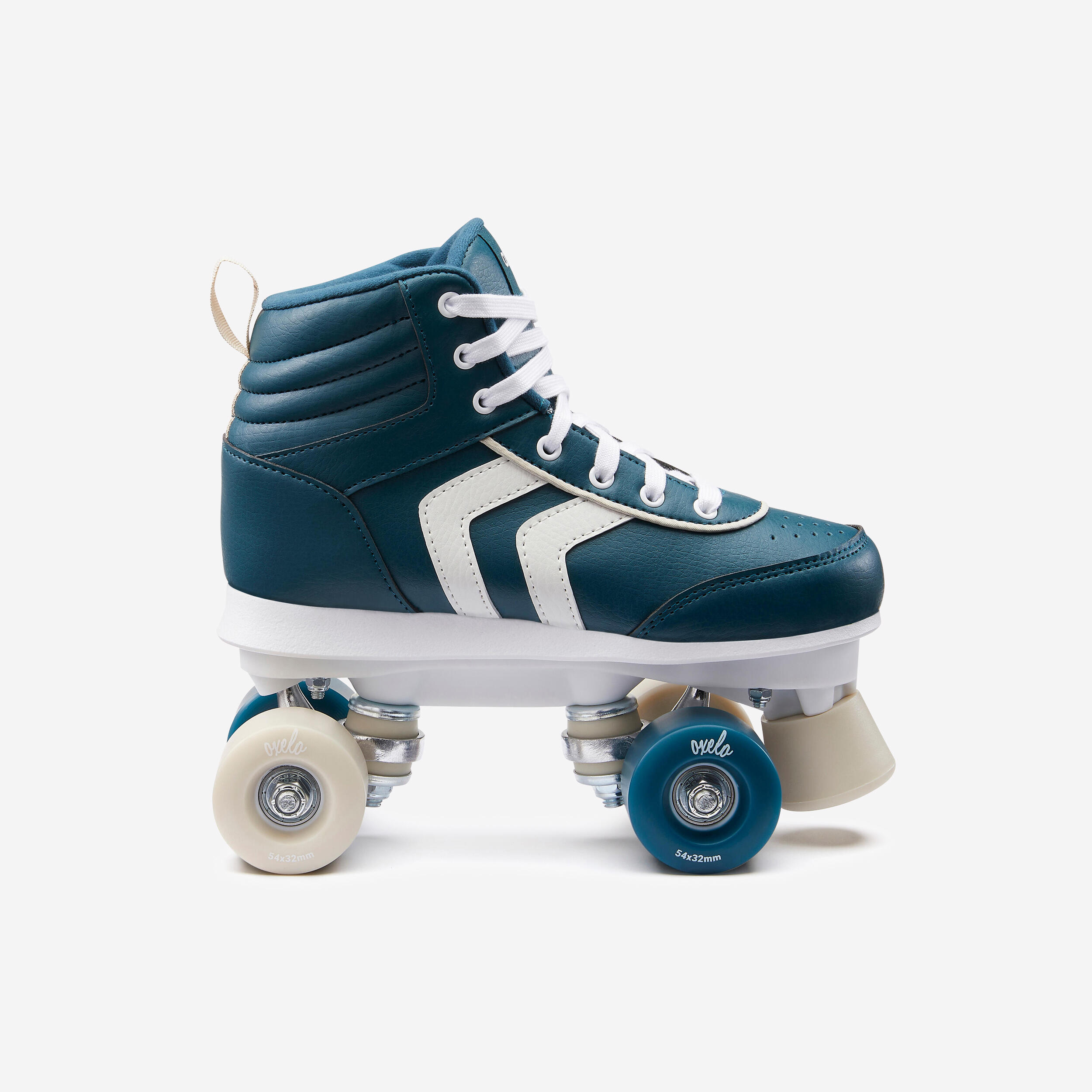 Oxelo - Patin À Roulettes Enfant Quad 100 Jr Bleu Marine - Patins À Roulettes - Roller / Quad - Beige-blanc-bleu-vert - 34 - Decathlon