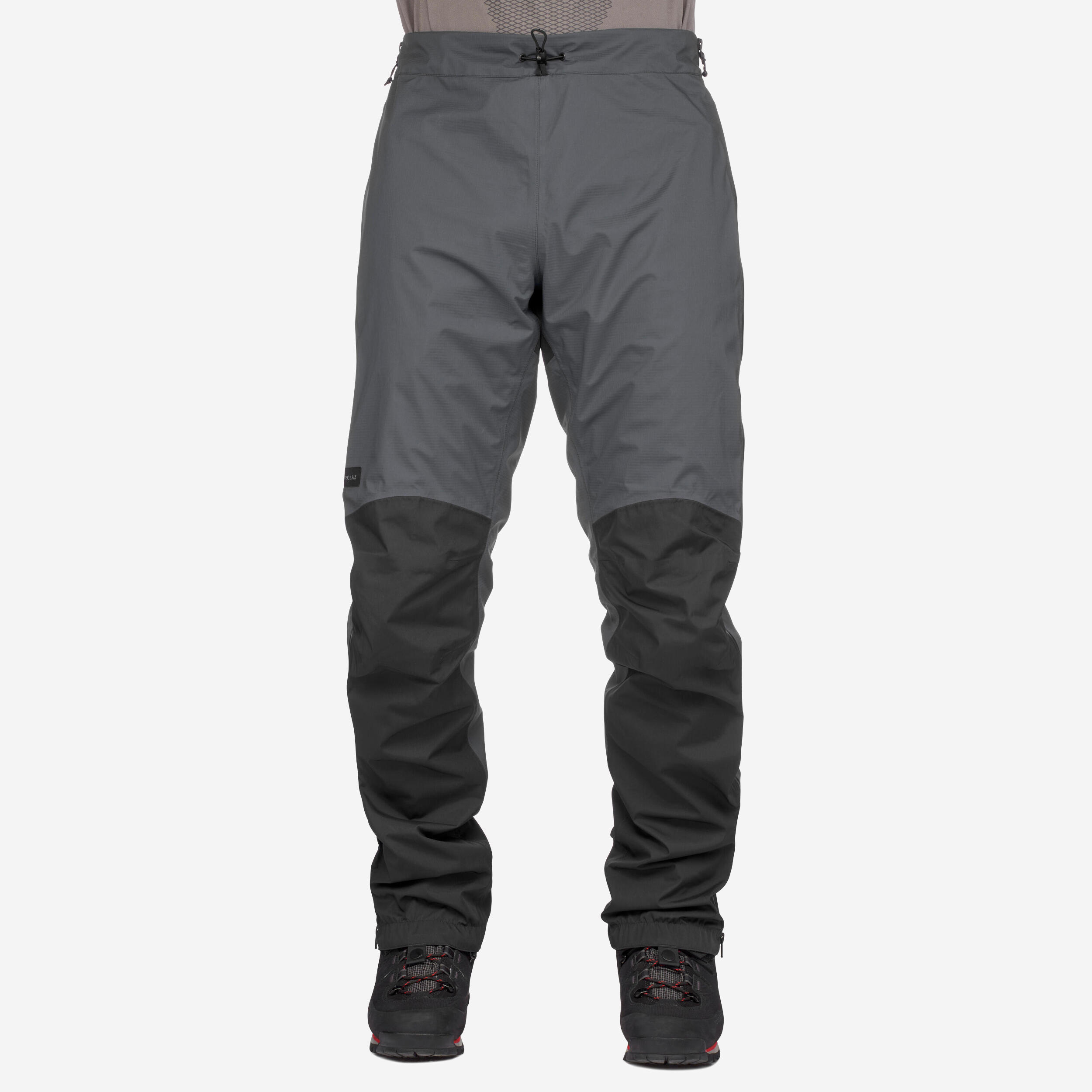 Men s Mountain Trekking Waterproof Over Trousers TREK 500 Dark Grey