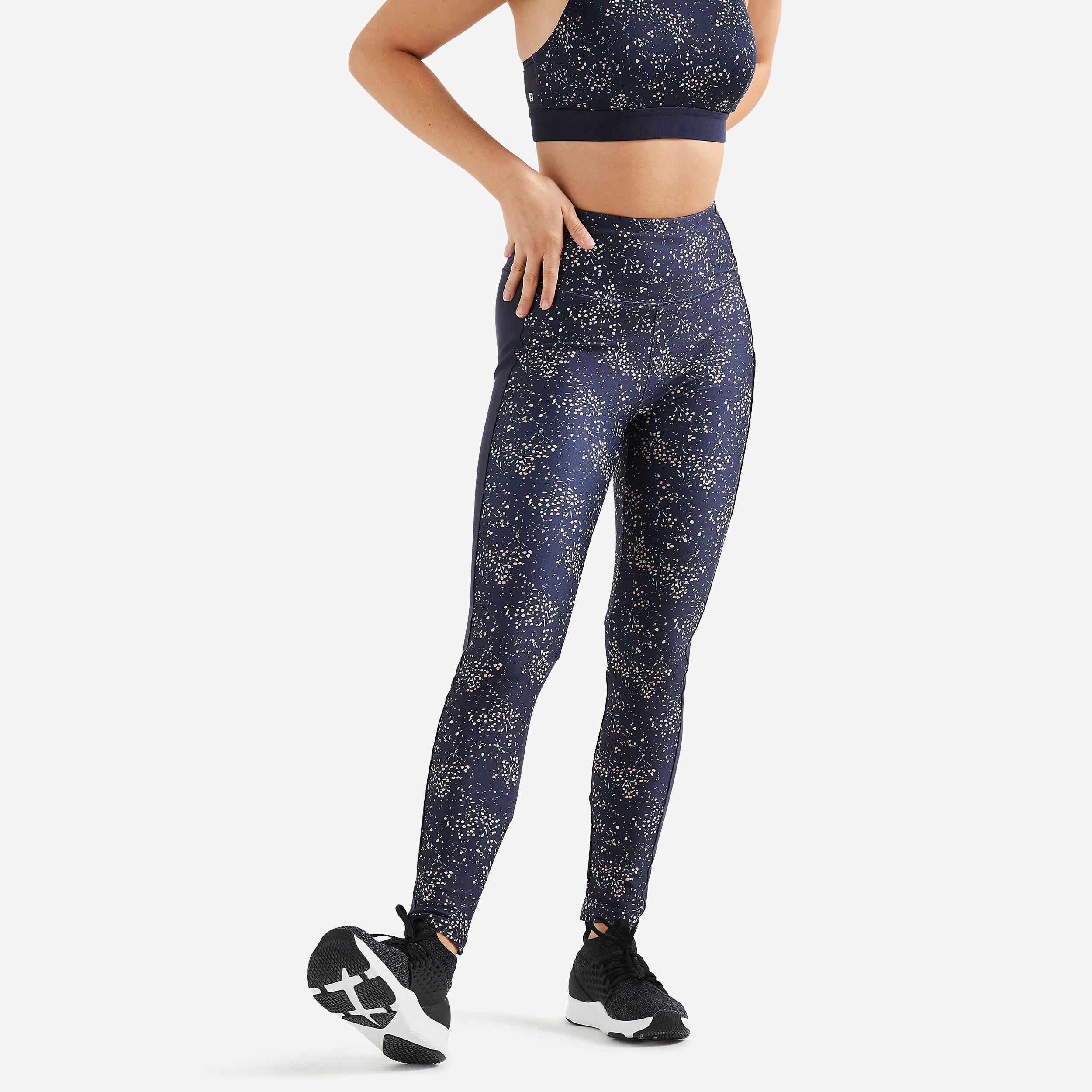 Women's phone pocket fitness high-waisted leggings, dark blue 1/5