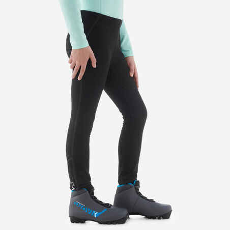 Kids' Cross-Country Skiing Warm Tights  XC S 100 - Black