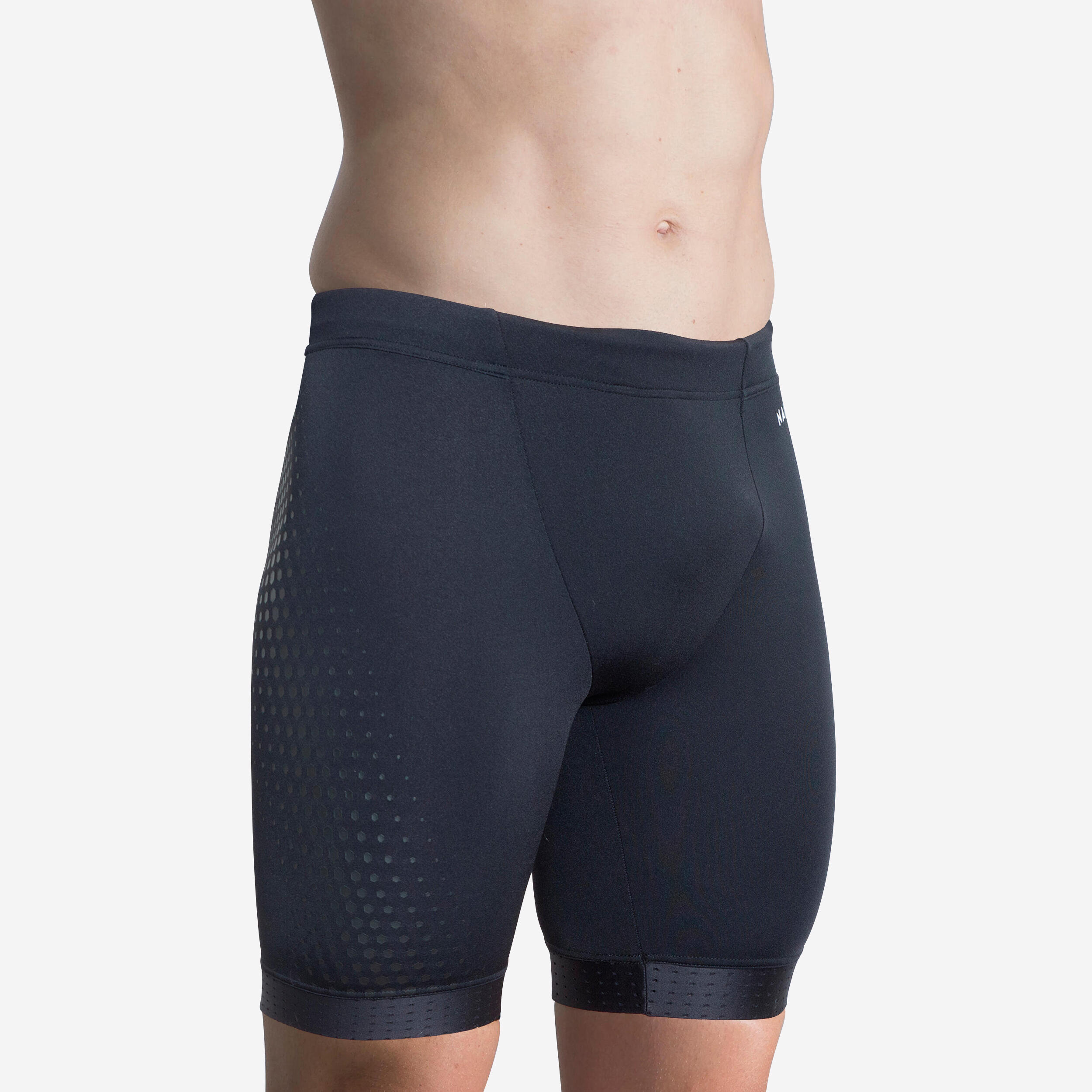 FITI 500 MEN'S SWIMMING JAMMER - BLACK HEXAGON