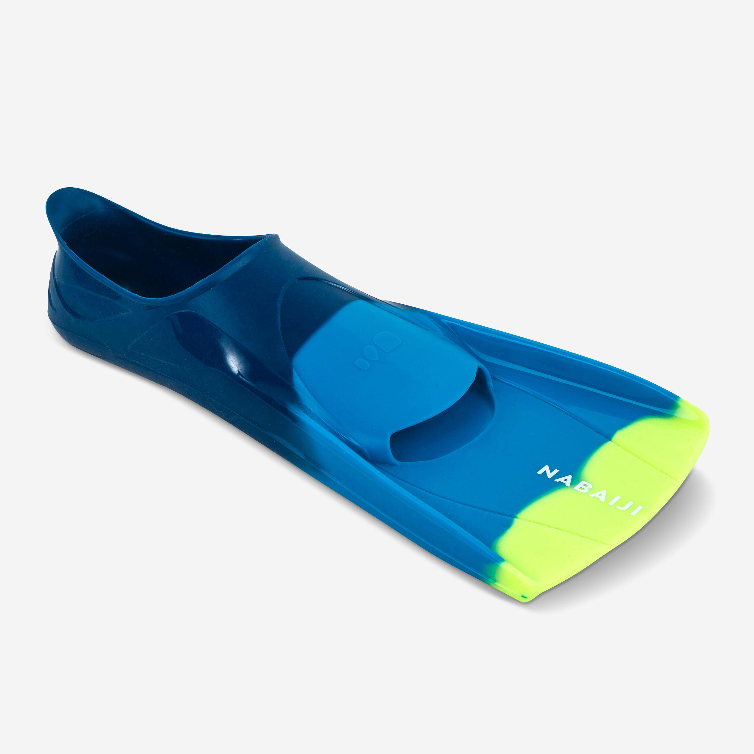 Short, flexible swimming fins, Silifin blue yellow