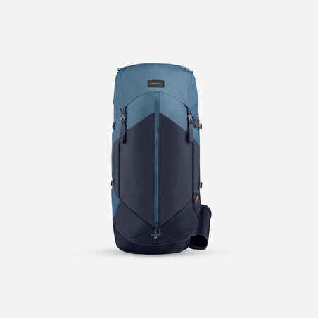 Morral de 60 litros con impermeable de trekking para Mujer Forclaz MT100 azul
