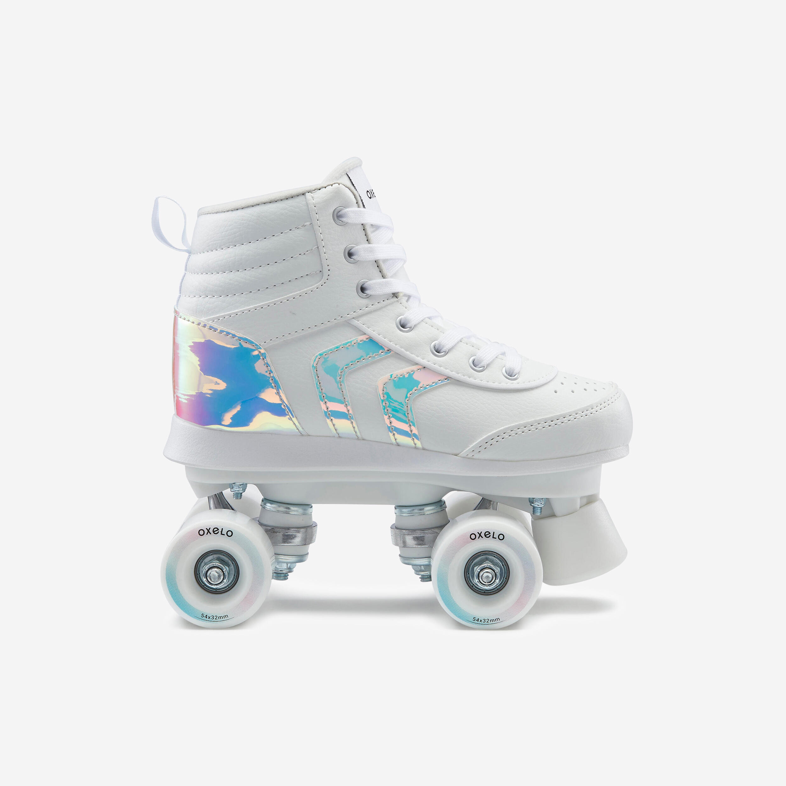 Children's roller skate QUAD 100 JR white holographic