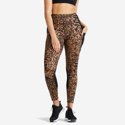 Women's phone pocket fitness high-waisted leggings, leopard print