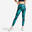Women's phone pocket fitness high-waisted leggings, green print