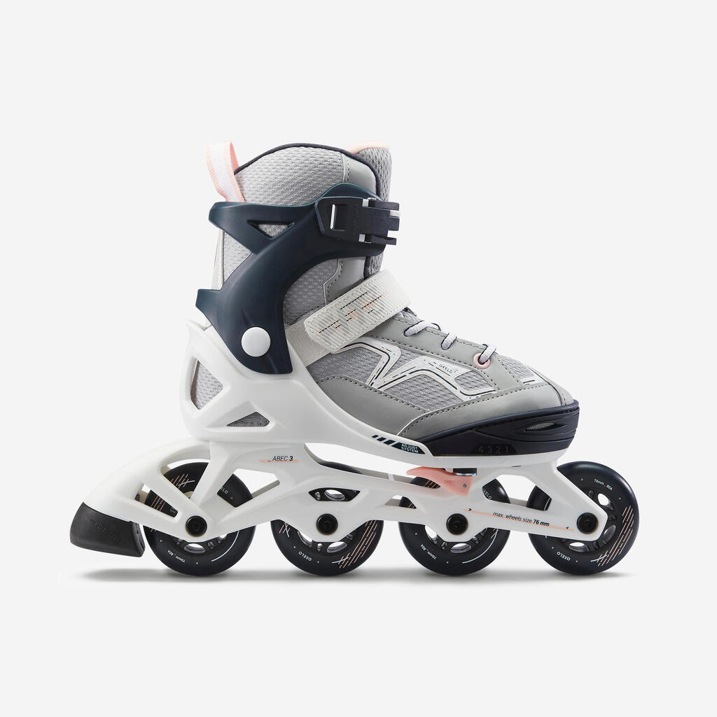 Inline Skates Kinder Fitness FIT3 größenverstellbar schwarz/khaki