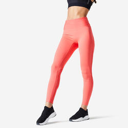 Women's shaping fitness cardio high-waisted leggings, coral