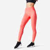 Women's shaping fitness cardio high-waisted leggings, coral