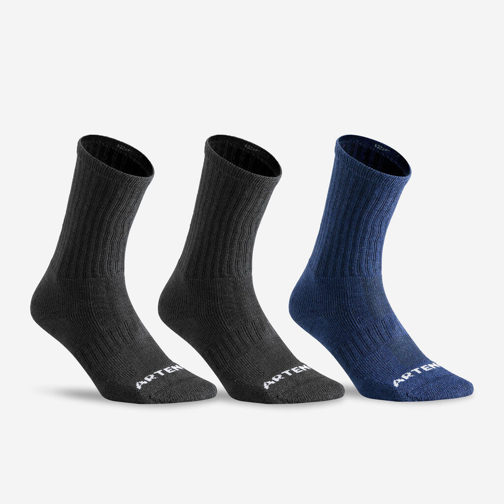 Plave/bele/zelene duboke čarape za tenis RS 500 (3 para)