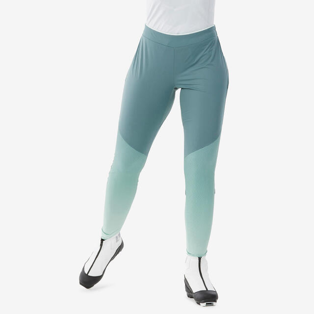 WOMEN'S 500 CROSS-COUNTRY SKI TIGHTS - GREEN