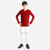 Detské spodné tričko na futbal Keepdry 500 s dlhými rukávmi červené