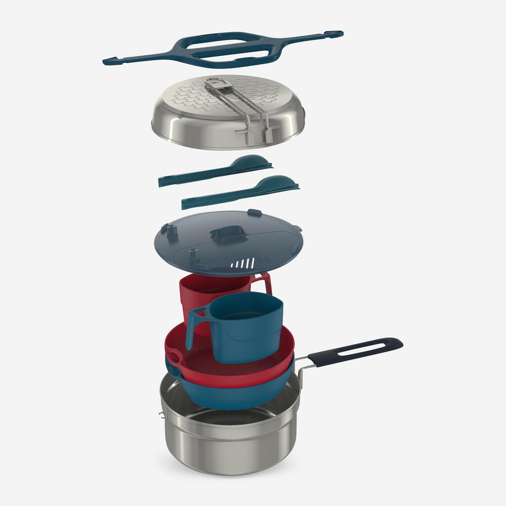 MH500 stainless stell 2-person camping cooking set + non-stick coating, 2.1 l