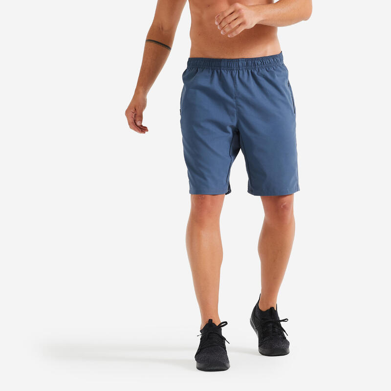 Short de fitness avec poches zipées homme, bleu marine